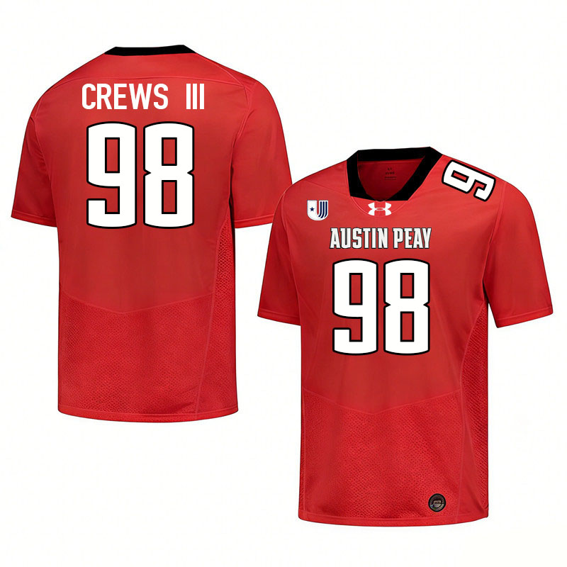 Austin Peay Governors #98 Charles Crews III College Football Jerseys,Uniforms Stitched-Red